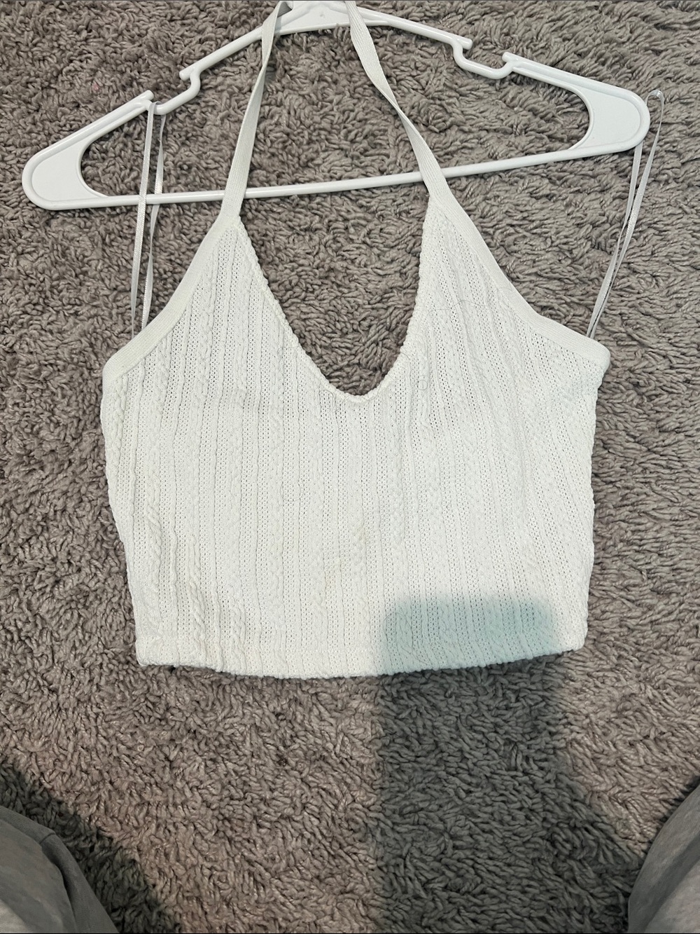 Zara White Knit Halter Cropped Camisole
